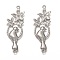 Non-Tarnish 304 Stainless Steel Filigree Joiners Links, Flower & Bird, Stainless Steel Color, 38x13x1.5mm, Hole: 1.2mm