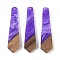 Resin & Wood Pendants, Tie Shaped Charms, Blue Violet, 49x12x3.5mm, Hole: 2mm