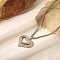 Stainless Steel Textured Pendant Necklaces for Women, Silver Color Plated, Heart, 21.65 inch(55cm)