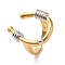 U-Shape Brass Open Cuff Rings for Women, Cadmium Free & Lead Free, Platinum & Golden, 24mm, Adjustable
