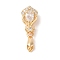 Golden Brass Micro Pave Clear Cubic Zirconia Ice Pick Pinch Bails, with Glass, Nickel Free, Flower, Clear, 21x8x7mm, Hole: 3.5x3mm, Pin: 0.8mm