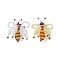 2Pcs Handmade Glass Seed Beads Woven Pendants, with Jump Rings, Bee Charms, Mixed Color, 35x32x3mm, Hole: 3mm, 2pcs/set