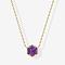 Brass Pave Natural Amethyst Hexagon Pendant Necklaces for Women, Golden, Dark Violet, 15.75 inch(40cm)