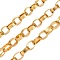 304 Stainless Steel Textured Rolo Chains, with Spool, Soldered, PVD Vacuum Plating, Real 18K Gold Plated, 9.5x7x3mm, about 32.81 Feet(10m)/Roll