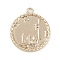 Brass Micro Pave Clear Cubic Zirconia Pendants, Cadmium Free & Nickel Free & Lead Free, Flat Round, Real 18K Gold Plated, 16.5x14x1.5mm, Hole: 1.2mm