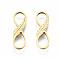 201 Stainless Steel Link Connectors, Laser Cut, Infinity with Leaf, Golden, 18x5.5x1mm, Hole: 3.5x5.5mm