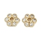Brass Micro Pave Clear Cubic Zirconia Bead Caps, Cadmium Free & Nickel Free & Lead Free, Flower, Real 18K Gold Plated, 7x7.5x2mm, Hole: 1.6mm