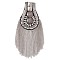 Iron Fashion Tassel Epaulette, Flower Shoulder Badge, with Alloy Finding, Platinum, 190x65x7mm