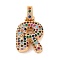 Brass Micro Pave Cubic Zirconia Pendants, Nickel Free, Real 18K Gold Plated, Colorful, Letter R, 18.5~24x12.5~25.5x5~5.5mm, Hole: 5x3mm