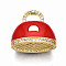 Brass Micro Pave Cubic Zirconia Enamel Pendants, Nickel Free, Bag, Real 16K Gold Plated, FireBrick, 17x18x9.5mm, Hole: 4x5mm