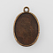 Oval Alloy Pendant Cabochon Settings, Plain Edge Bezel Cups, Cadmium Free & Nickel Free & Lead Free, Antique Bronze, Tray: 25x18mm, 32x20.5x2mm, Hole: 2mm, about 475pcs/kg