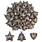 30Pcs 3 Styles Christmas Iron Pendans, Antique Bronze, Mixed Shapes, 26~37x25~34x10~11.5mm, Hole: 1.8~2.4mm, 10pcs/style
