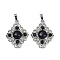 Synthetic Blue Goldstone Pendants, Rhombus Charms with Brass Findings, Rack Plating, Platinum, 35.5x27x7.5mm, Hole: 8.5x4.5mm