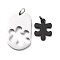 Ion Plating(IP) 304 Stainless Steel Pendants Set, with Jump Ring, Oval & Puzzle, Electrophoresis Black, 21.5~38.5x17~22x2mm, Hole: 5~6mm, 2pcs/set