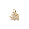 Brass Micro Pave Cubic Zirconia Pendants, Elephant, Clear, Golden, 10x11x2mm, Hole: 3mm