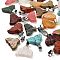 Natural & Synthetic Mixed Gemstone Pendants, with Stainless Steel Color Plated 201 Stainless Steel Snap on Bails, 18~18.5x20~20.5x4.5~5mm, Hole: 7.5x4.5mm