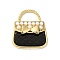 Alloy Enamel Charms, with ABS Plastic Imitation Pearl Beads, Cadmium Free & Nickel Free & Lead Free, Golden, Handbag with Bowknot Charm, Black, 18.5x16x4.5mm, Hole: 4.5x8mm