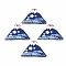 Acrylic Pendants, 3D Printed, Volcano with Flower Pattern, Marine Blue, 24x37.5x2mm, Hole: 1.5mm