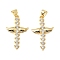 Brass Micro Pave Cubic Zirconia Pendants, Cadmium Free & Lead Free, Cross Charms, Real 16K Gold Plated, 28x17x3mm, Hole: 5x3.5mm