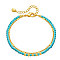 Synthetic Green Turquoise & Stainless Steel Ethnic Style Double Strand Bracelets, Golden