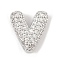 Brass Micro Pave Cubic Zirconia Slide Charms, Long-Lasting Plated, Heart, Platinum, 12x11x6.5mm, Hole: 1.5x3.5mm and 10x1.5mm
