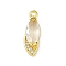 Brass Micro Pave Cubic Zirconia Pendants, Cadmium Free & Nickel Free & Lead Free, with Glass, Real 18K Gold Plated, Horse Eye, Clear, 17x5.5x4.5mm, Hole: 1.4mm