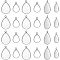 304 Stainless Steel Pendant Cabochon Settings, Milled Edge Bezel Cups, Teardrop, Stainless Steel Color, 21~29x13.5~18.5x1.2~1.5mm, Hole: 2mm, 40pcs/box