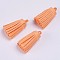Faux Suede Tassel Pendant Decorations, Light Salmon, 33x13~15mm, Hole: 3~4mm