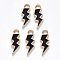 Alloy Enamel Pendants, Lightning Bolt, Light Gold, Black, 20x7x1.5mm, Hole: 2mm