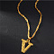 Brass Initial Pendant Necklaces, Golden, Letter V, 17.72 inch(45cm)