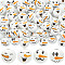 80Pcs 4 Styles Snowman Theme Printed Wood European Beads, Large Hole Round Beads with Face Pattern, White, 15.5~16x14.5mm, Hole: 4.2mm, 20pcs/style