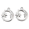 Brass Pendant Rhinestone Settings, Moon with Star Pendants, Real Platinum Plated, Fit for 3mm Rhinestone, 34x30x2mm, Hole: 3mm, 