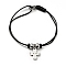304 Stainless Steel Angel Charm Bracelet with Waxed Cord for Women, Stainless Steel Color, 7 inch(17.8cm)