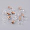 Glass Bottle Pendants, with Wood Cork Stopper, Mixed Shapes, Clear, 32.5~34.5x15~22x11~20mm, Hole: 1.5mm, Bottle Capacity: 1~2.5ml(0.03~0.08 fl. oz)
