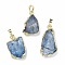 Natural Kyanite Pendants, with Eco-Friendly Brass, Dyed, Lead Free & Cadmium Free, Golden, 23.5~35x15.5~18.5x4.5~8.5mm, Hole: 7X4.5mm