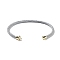 Stainless Steel Cuff Bangle Making, with Golden Tone Brass Finding, for Half Drilled Beads, Silver, Inner Diameter: 1-3/4x2-3/8 inch(4.6x6cm), Pin: 1mm