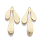 Brass Pendants, Teardrop, Nickel Free, Real 18K Gold Plated, 35.5x17x2.5mm, Hole: 1.6mm