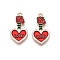 Valentine's Day Theme Alloy Enamel Pendants, Lead Free & Cadmium Free, Golden, Heart Bottle Charm, Red, 28x15x1.4mm, Hole: 1.8mm