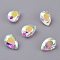 Glass Rhinestone Pendants, Faceted, Teardrop, Crystal AB, 9x6x4mm, Hole: 1mm