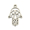 Non-Tarnish 201 Stainless Steel Pendants, Hamsa Hand with Eye Charm, Laser Cut, Stainless Steel Color, 17x11x1mm, Hole: 1.5mm