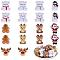 18Pcs 9 Style Christmas Themed Food Grade Eco-Friendly Silicone Focal Beads, Mixed Shapes, Mixed Color, 27~32x22~32.5x9~9.5mm, Hole: 2.5mm, 2pcs/style