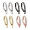 4 Pairs 4 Color Brass Micro Pave Clear Cubic Zirconia Leverback Earring Findings, with Loop, Mixed Color, 17x11x1.5mm, Hole: 1.5mm, 4 colors, 1pair/color, 4pairs/Box