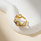 Elegant Geometric Brass Micro Pave Cubic Zirconia Cuff Rings for Women, Golden & Silver, 23x10mm
