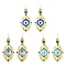 Rack Plating Brass Micro Pave Clear Cubic Zirconia Stud Earrings for Women, Cadmium Free & Lead Free, Long-Lasting Plated, Evil Eye, Real 18K Gold Plated, Mixed Color, 44x20.5mm