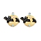 Halloween Opaque Resin Pendants, Moon with Bat, with Platinum Iron Loop, Champagne Yellow, 27x28.5x8mm, Hole: 2mm
