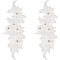 GORGECRAFT 1 Pair 3D Flower Beaded Embroidery Lace Fabric Pearl Bead Applique Sew on Patches Tulle Floral Net Gauze Sewing Ornament Paillette DIY Costume Accessories for Bridal Wedding Garment White