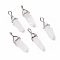 Natural Quartz Crystal Pointed Pendants, Rock Crystal Pointed Pendants, Faceted, with Platinum Tone Brass Findings, Lead free & Cadmium Free, Bullet, 27~30x9~10x7~8mm, Hole: 4x3mm