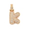 Brass Micro Pave Clear Cubic Zirconia Pendants, Cadmium Free & Nickel Free & Lead Free, Real 18K Gold Plated, Letter K, 31x16x5mm, Hole: 3x6mm