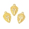 Iron Charms, Leaf, Golden, 13x8x0.4mm, Hole: 1.2mm