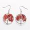 Dangle Earrings, with Natural Carnelian Beads and Brass Hooks, Ring with Tree of Life, 50mm, Pin: 0.6mm